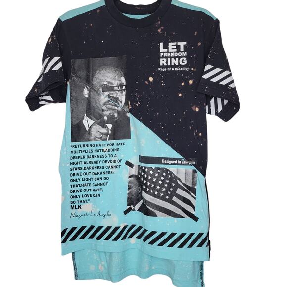 Rage of a Rebellion Martin Luther King Jr Collage Bleached Shirt Men Sz S - Picture 2 of 6